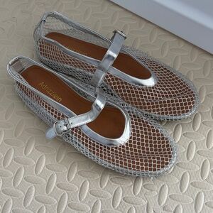 Adrizzlein Silver Mesh Women's Shoes Size 10.5